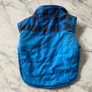 Blue and Black Checkered Dog Puffer Vest